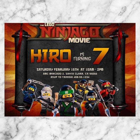 Lego Ninjago Birthday Invitation Lego Ninjago Party Lego Ninjago