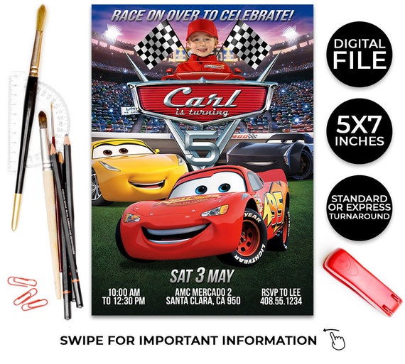 Disney Cars 3 Birthday Invitation Cars 3 Party Invite Disney Cars