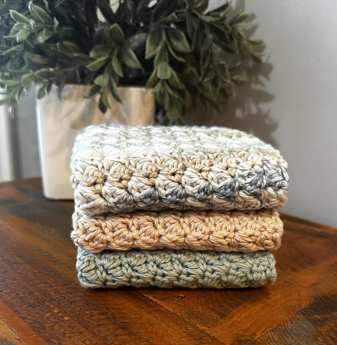 100% Cotton Crocheted Dishcloths/washcloths, Handmade (bundle of 3 ...
