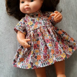 Handgemaakte poppenjurk, poppenkleding 38 cm, miniland poppenkleding 38 cm, poppenkleding 15 inch, poppenjurk 15 inch, kleding voor poppen, poppenkleertjes