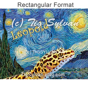 Leopard Gecko Starry Night Artwork in landscape format.