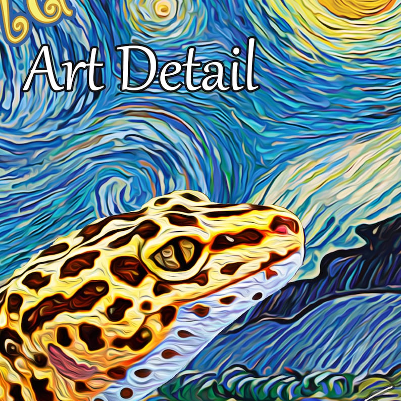 Leopard Gecko Starry Night Painting Art Detail.