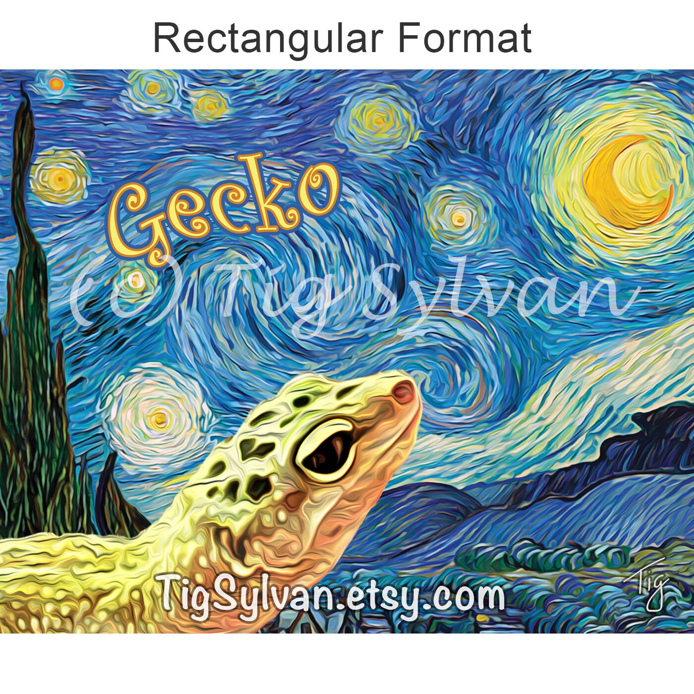 Leopard Gecko Starry Night V2, Van Gogh Print, Leopard Gecko Art Poster ...