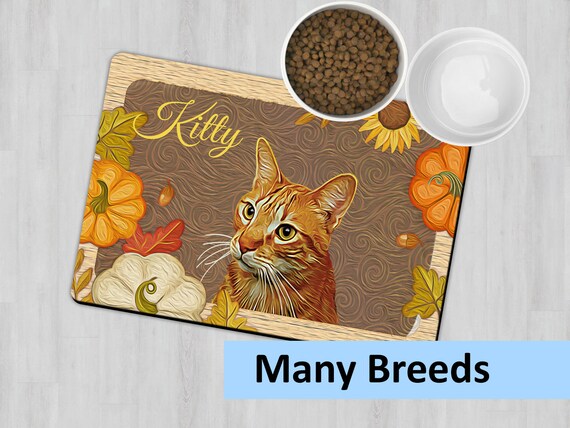 Personalized Fall Cat Placemat Cat Fall Decor Thanksgiving Cat Feeding Mat Custom Cat Place Mat Pet Feeding Station Cat Bowl Mat Etsy