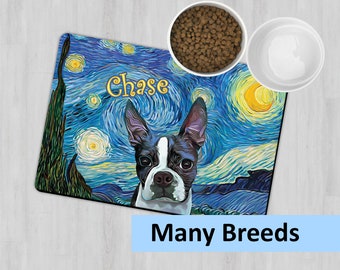 Personalized Dog Placemat, Custom Dog Feeding Mat, Dog Place Mat, Pet Feeding Station, Dog Bowl Mat, Starry Night Placemat, Dog Owner Gift