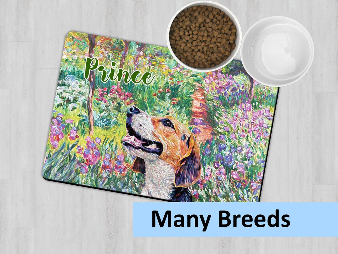 Personalized Dog Placemat, Custom Dog Feeding Mat, Floral Place Mat, Pet Feeding Station, Dog
