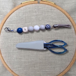 Beaded Scissor Fob: Custom Initial Charm, Craft Accessory