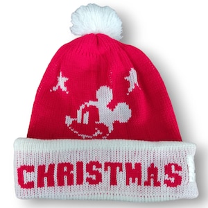 Vintage Disney Mickey Mouse  Beanie Hat Mickey Mouse Pom Beanie Hat Mickey Mouse Snow Hat Souvenir Gifts Red Beanie Unisex