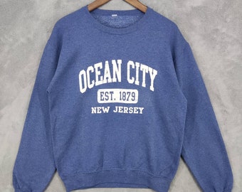 Vintage Ocean City New Jersey Crewneck Sweatshirt Blue, Retro,Size S