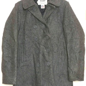 Vintage 90s Schott Nyc US 740N Pea Coat Jacket Grey Colour