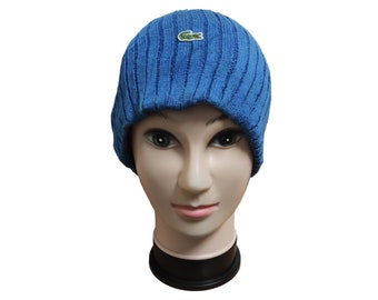 Vintage Lacoste  Beanie Hat ,Lacoste Snow Hat Blue Beanie Slouchy Beanie Hat  Unisex One size