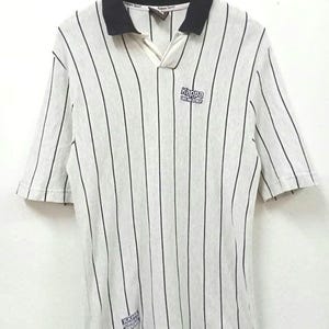 Camisa polo listrada vintage Kappa: logotipo bordado, tamanho P