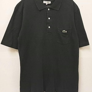 Camisa Lacoste vintage de los 90 Polo Lacoste negro con logo Lacoste Casual Unisex Talla M