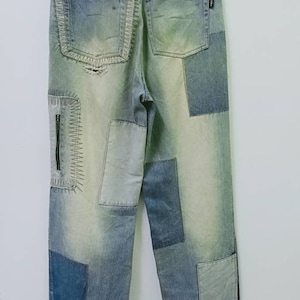Vintage Akademiks  Patchwork Baggy Denim Jeans Waist 34 / 90s Jeans / Streetwear / Blue Denim