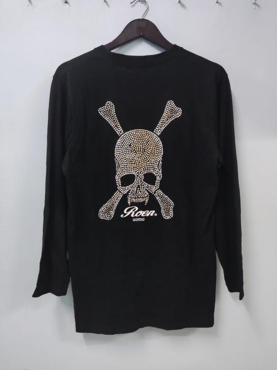 Roen Uomo Glitter Skull Long Sleeve T-shirt - Japanese Streetwear