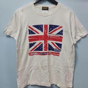 Never Mind the Bollocks Punk Style T-shirt Medium Punk Band Union Jack Streetwear Golden rock 7 Music White Tee Size M