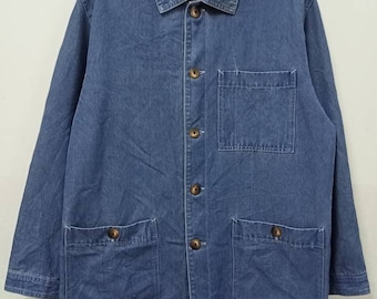 Vintage jaren 90 denim karweijack van krokodil, spijkerbroekwerkkleding, retro, maat M