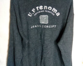 Vintage U.P Renoma Gray Crewneck Sweatshirt, Embroidered Logo, Sports , Casual wear, Size L