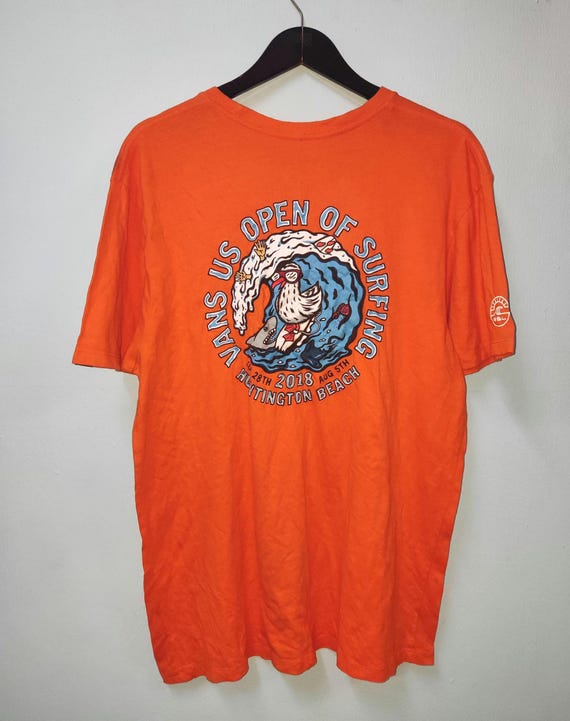 Vintage Vans US Open Surfing T-shirt: 90s Orange Streetwear (L) - Main Image