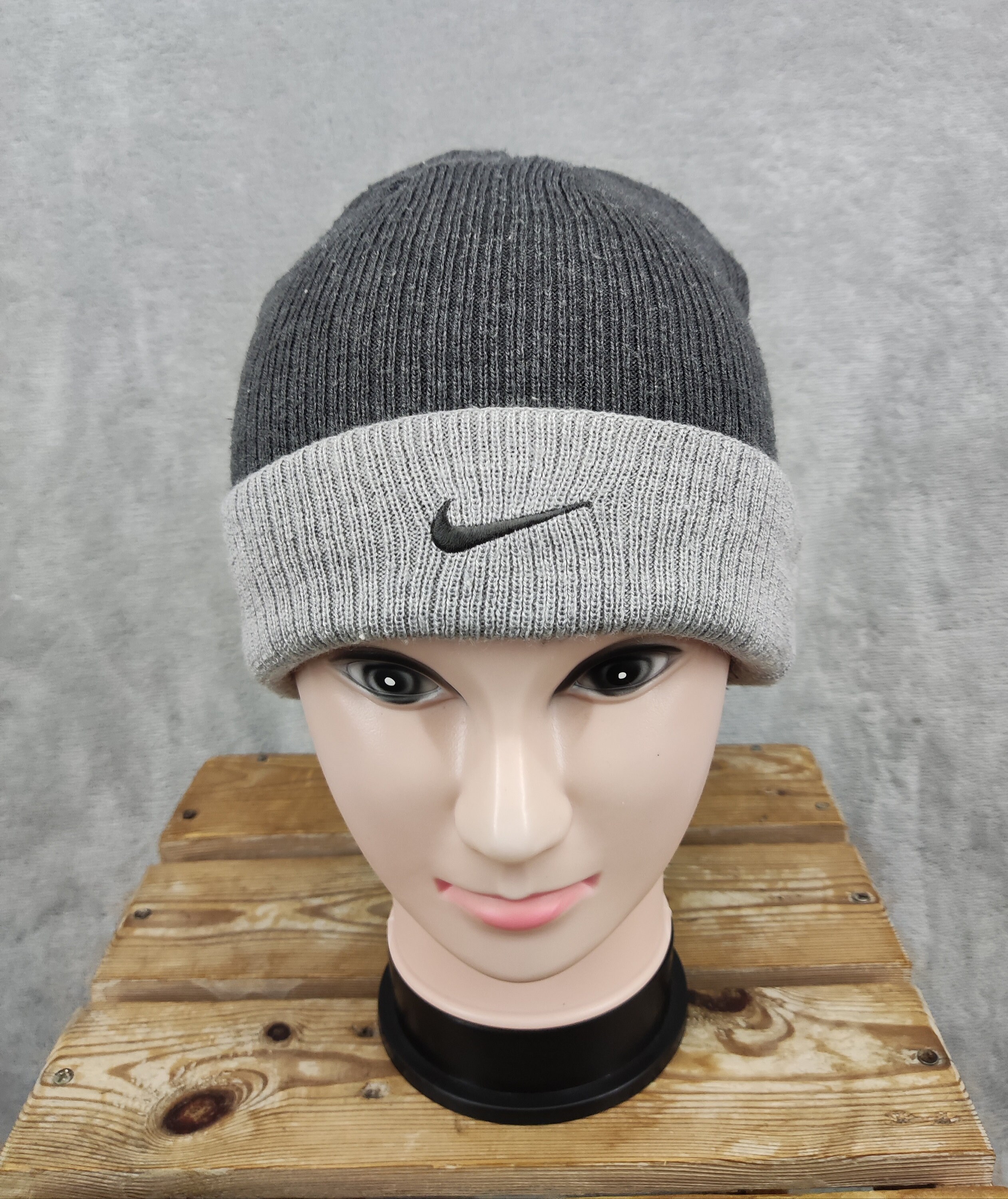 Vintage Nike Beanie Hat Nike Swoosh Beanie Sports Hat Streetwear Gray  Beanie Hat Men Women Free size