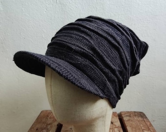 Vintage Slouchy Hat Slouch Beanie visor Cap winter Summer Men Women Grey Free size