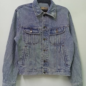 Vintage 90s Mac Hope Denim Jacket Faded blue Jeans Jacket Acid Wash Trucker Jacket  Casual Streetwear Retro Size L