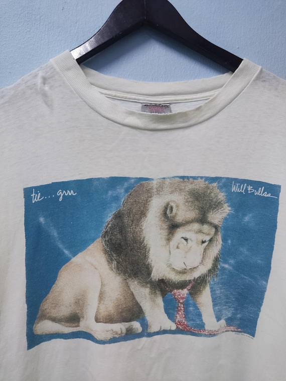 90s WILL BULLAS アートTシャツ Vintage Will Bullas Lion Art T-shirt , Painting, Pop Art, American