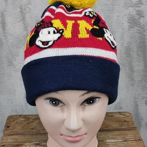 Minnie Mouse Pom Pom Knit Winter Christmas Hat Women’s Red Yellow Disney Minnie Mouse Pom Pom Knit Winter Christmas Hat Women main image 3