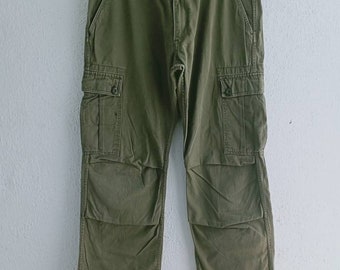 Vintage Avirex Multi Pocket Cargo Pants Green Waist 32 Tactical Utility Streetwear Trousers Military Style