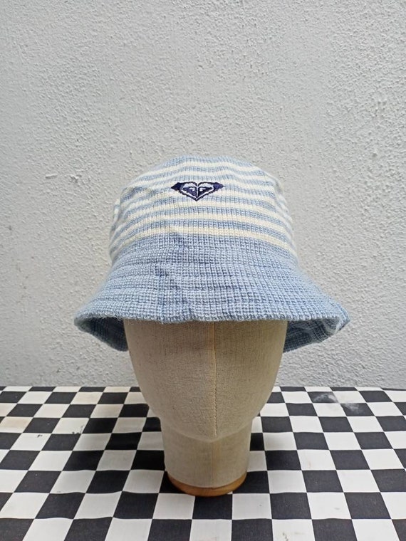 Roxy Striped Vintage Bucket Hat Women Blue White Surfing Beach Sun