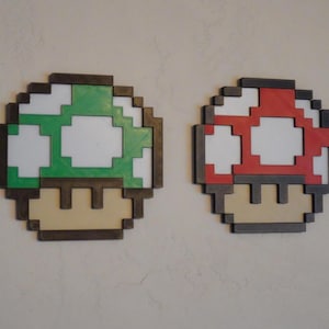 Décoration murale NES sous tension 8 bits 1 UP, champignon : décoration de jeu rétro inspirée de Nintendo