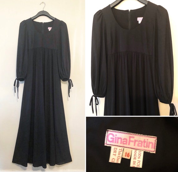 1970s vintage Gina Fratini beautiful black maxi dr