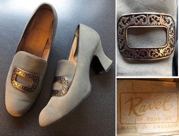 1960s Rare vintage Ravel of Bond Street grey suede