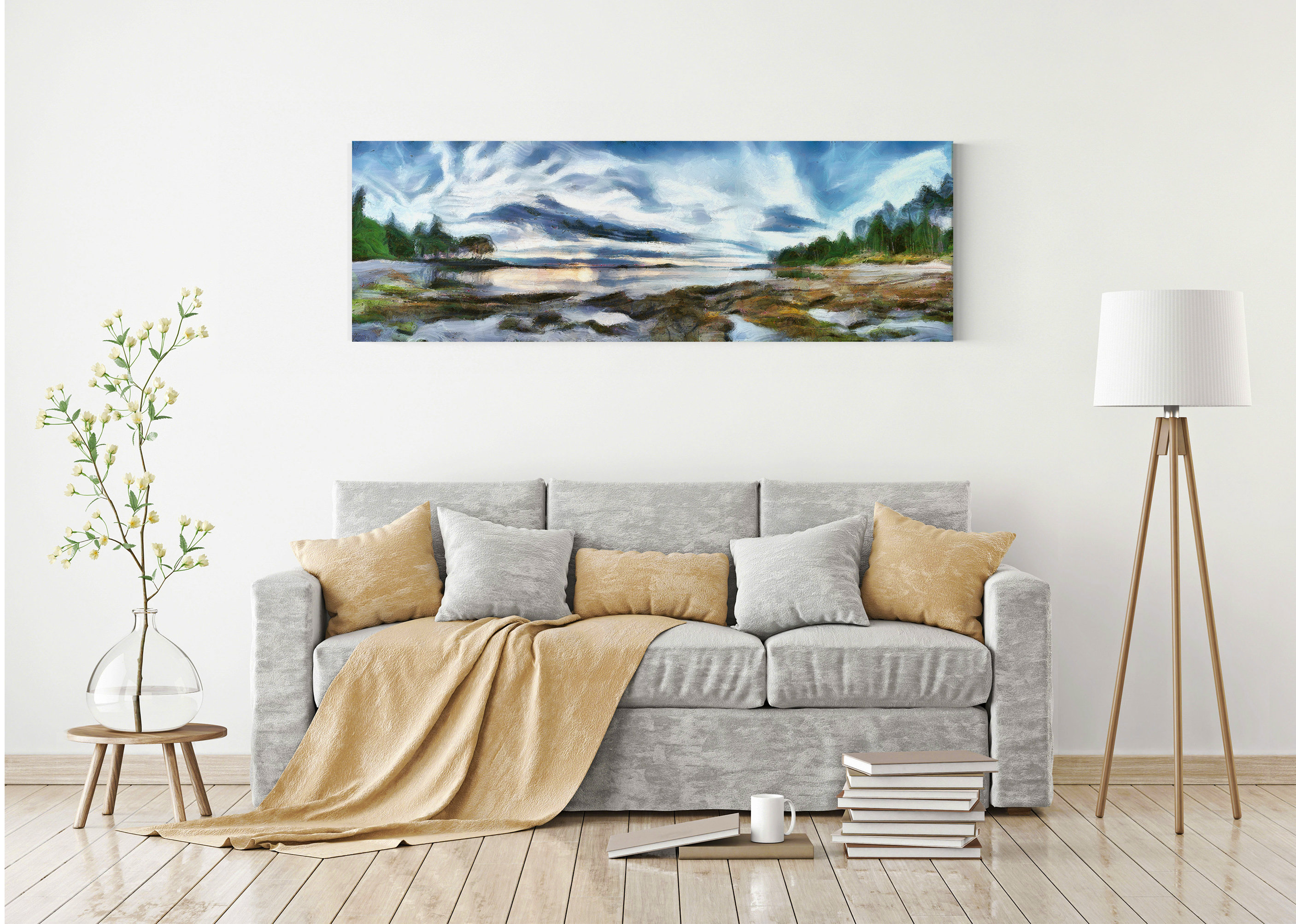 Panoramic Wall Art Oil Painting Print on Canvas Large Wall Etsy