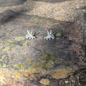 Silver Bee Ear Studs, Honeybee Earstuds, Sterling Bumblebee Ear Rings, Harvest Earrings, Handmade Jewelry, Wasps Jewellery