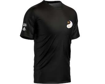 Camiseta Wing Chun, camiseta de artes marciales, camiseta de secado rápido, bordada, manga corta, transpirable, cuello redondo