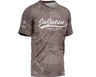 Camiseta de Ju Jutsu, Jiu Jitsu, Tejido técnico, Secado rápido, Manga corta, Transpirable, Cuello redondo