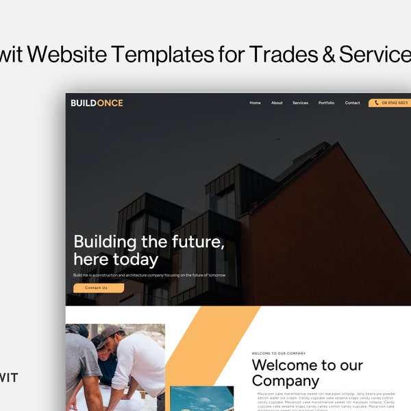 Premium construction business Showit website template, perfect for contractors, project managers, architects, builders, trades