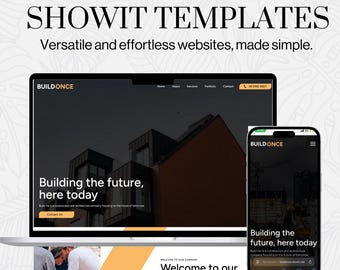 Premium construction business Showit website template, perfect for contractors, project managers, architects, builders, trades