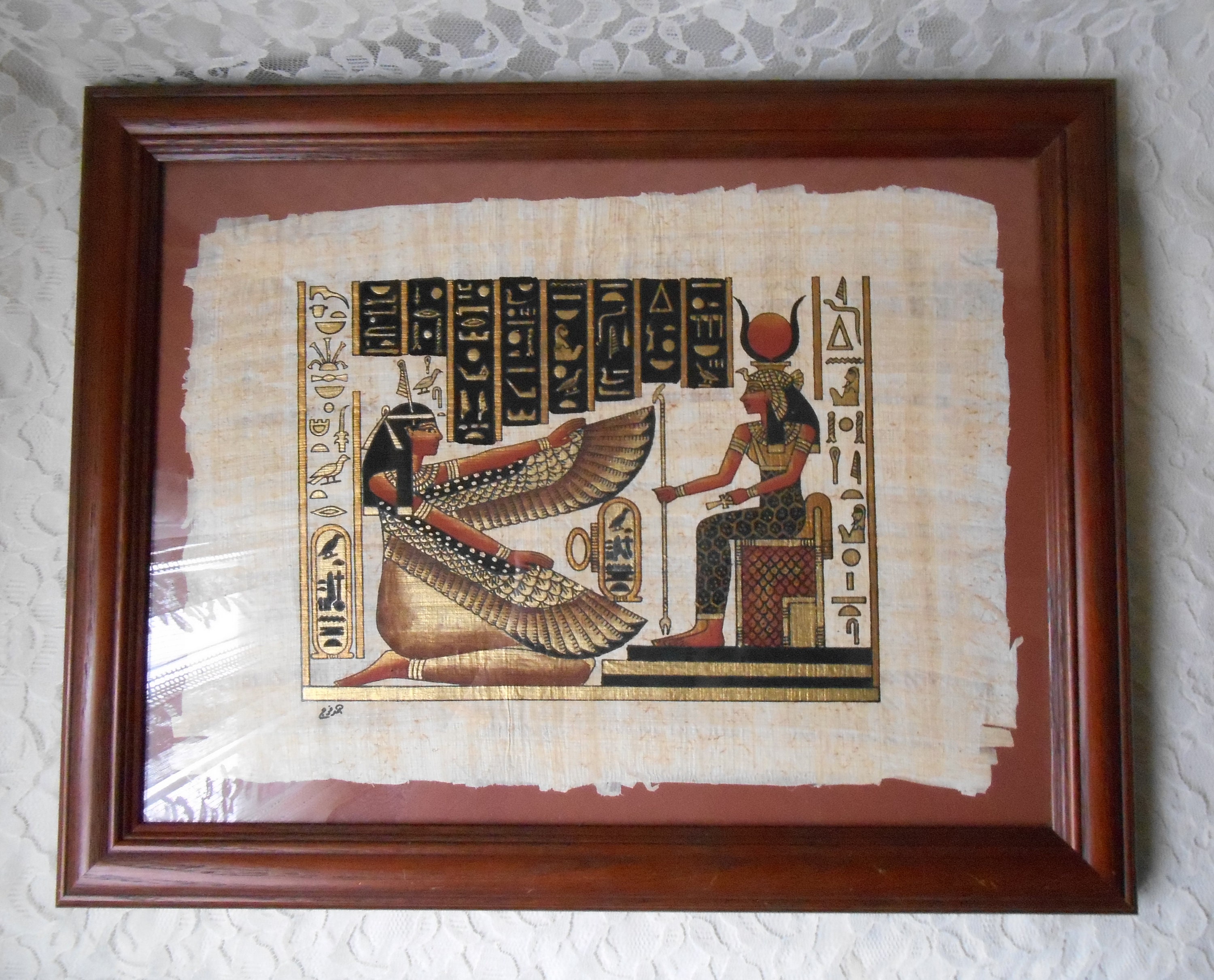 Vintage Framed Original Egyptian Papyrus Painting Vintage Egyptian ...