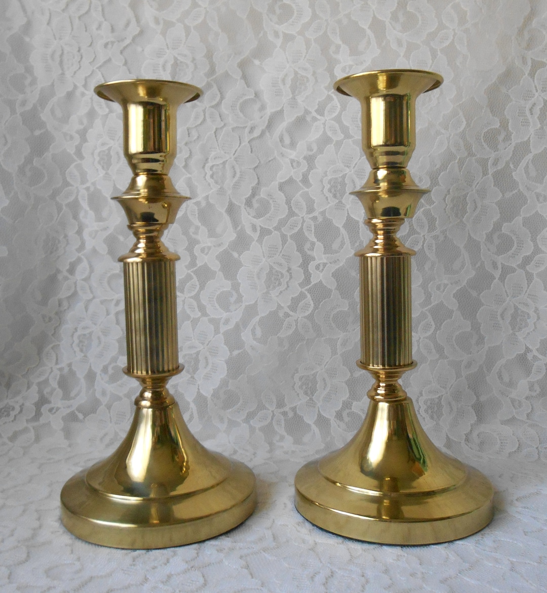 Vintage Brass Candleholders Sheridan Candlesticks Set of 2 Dining Home