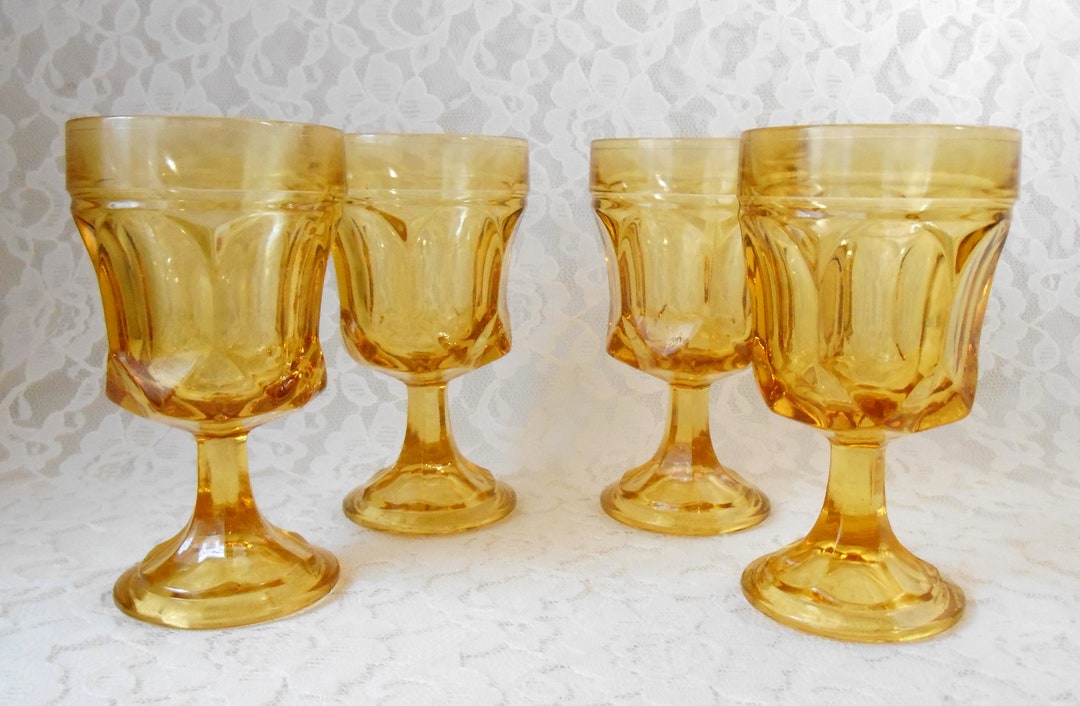 Vintage Anchor Hocking Glasses Wine Goblets in Fairfield Pattern 4