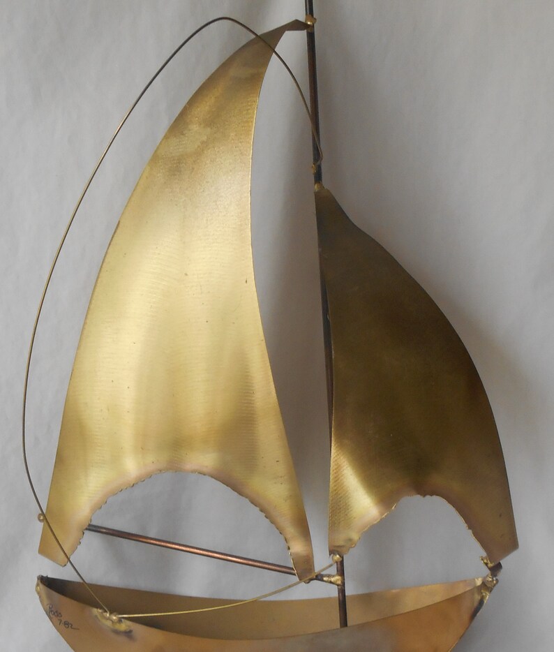 Vintage Sailboat Brass Metal Wall Hanging Sculpture Handmade Etsy