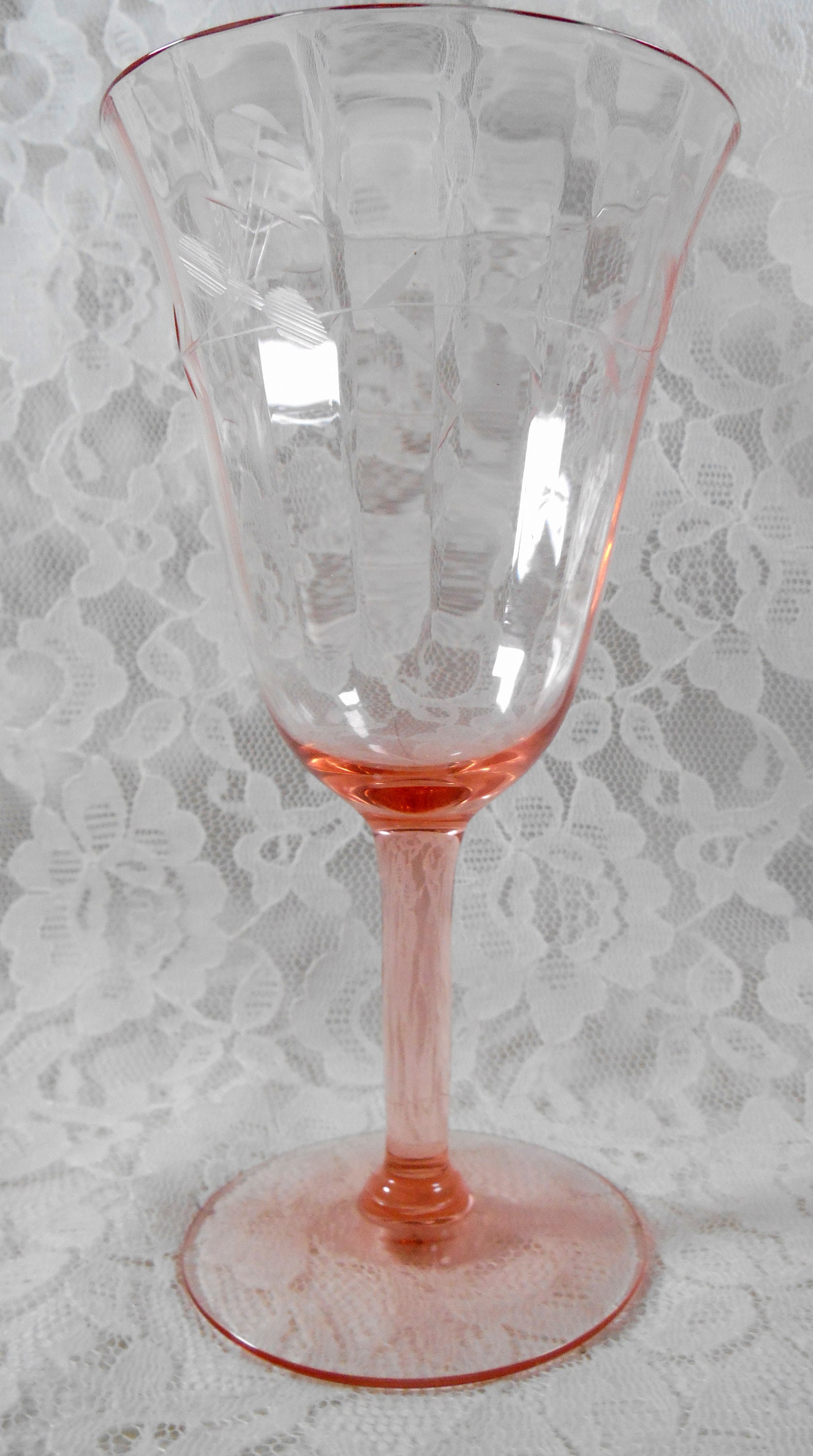 Antique Pink Depression Glass Goblets Optic Wine Water Juice Etsy