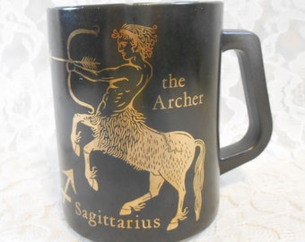 Vintage Mug Sagittarius Federal Glass Zodiac Cup, November 22  - December 21, Astrology Collectible Birthday Gift 1970's