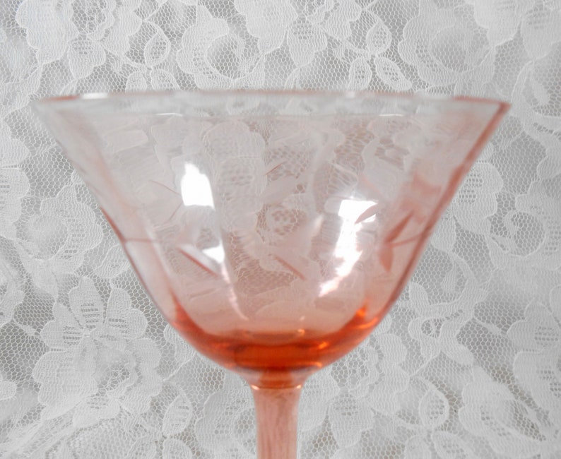 Antique Pink Depression Glass Goblets Optic Wine Water Juice Etsy