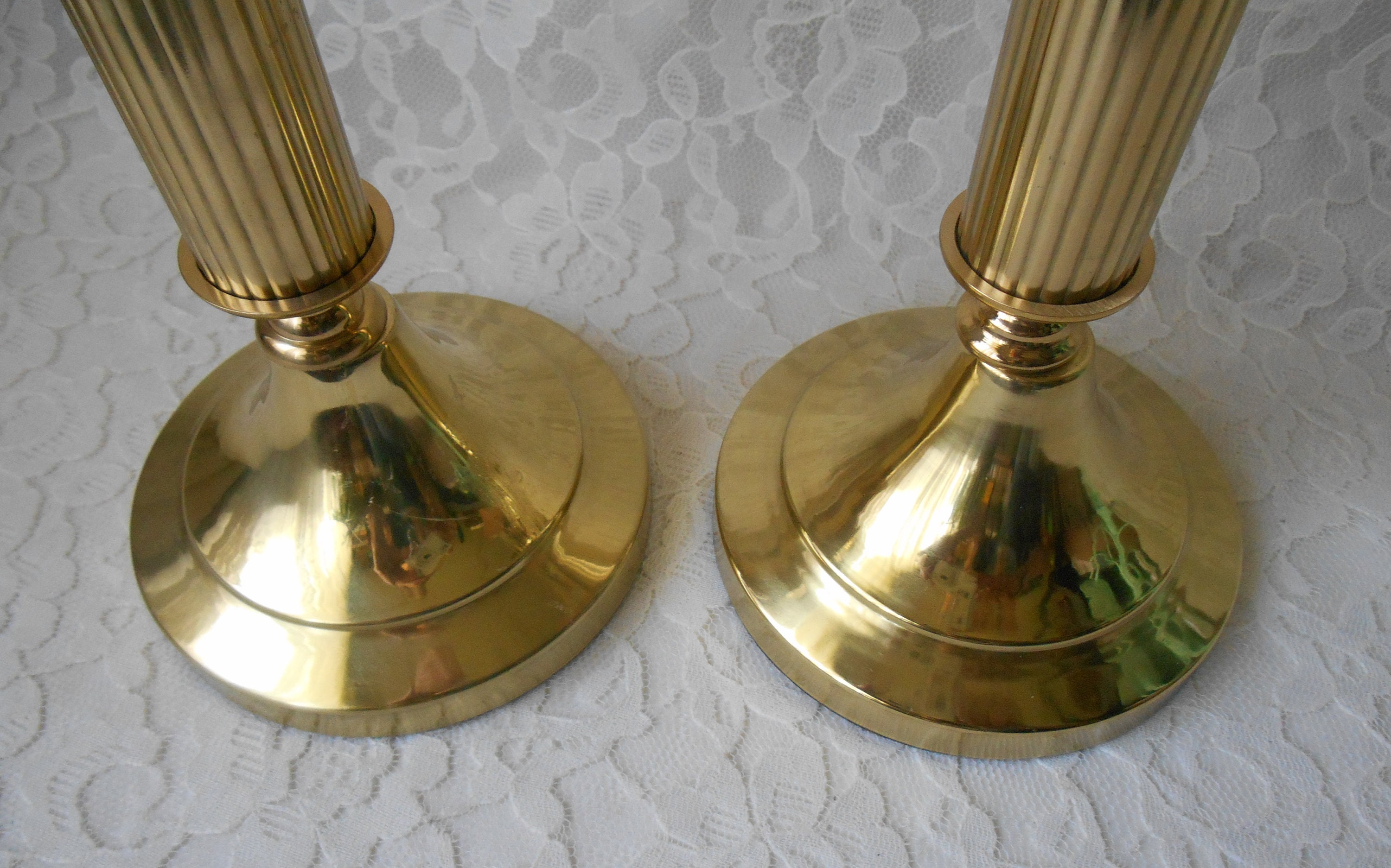 Vintage Brass Candleholders Sheridan Candlesticks Set of 2 Dining Home