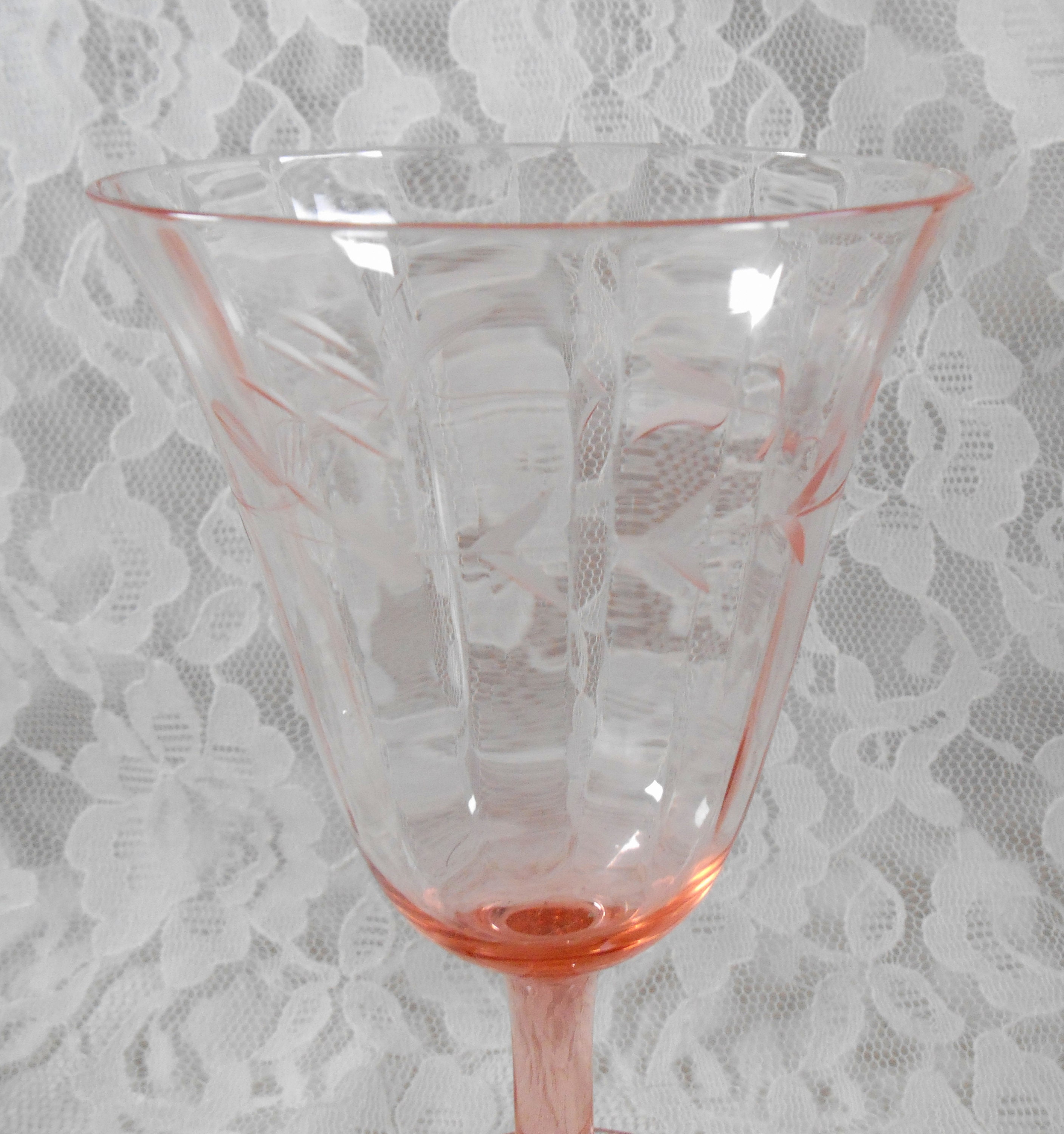 Antique Pink Depression Glass Goblets Optic Wine Water Juice Etsy