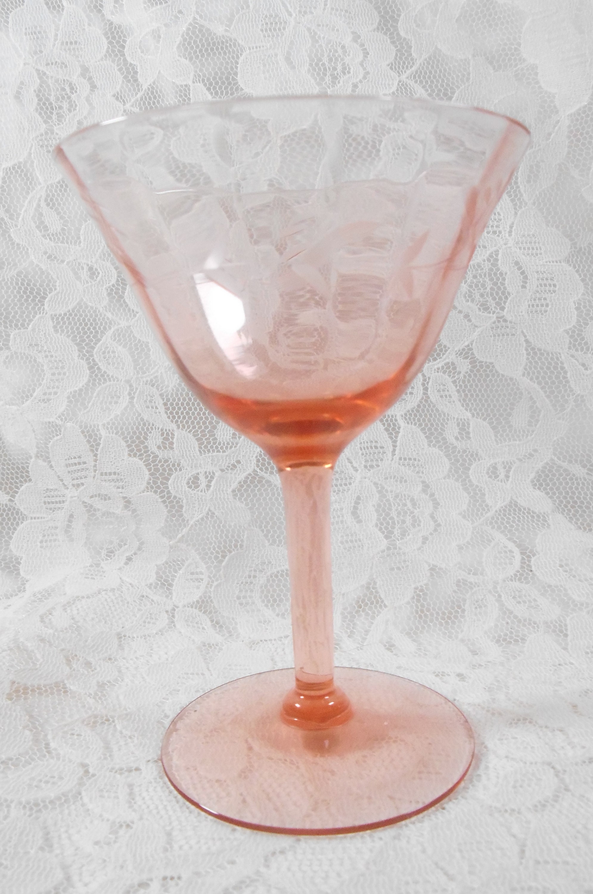 Antique Pink Depression Glass Goblets Optic Wine Water Juice Etsy