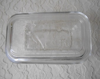 Cow Kitchen Decor French Arcoroc Pressed Glass Butter Dish Cow Table Decor Vintage French Glass Cow Butter Dish Breakfast Butter Dish